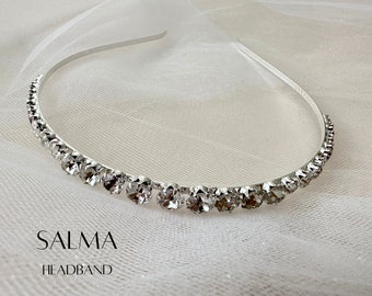 Salma Headband, Clear Crystal Headband, Wedding Rhinestones Headband, Rhinestones Headpiece, Hair Accessories By Suri