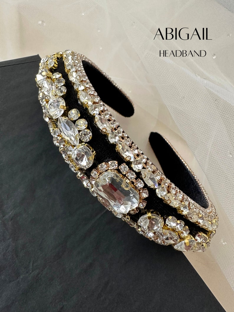Abigail Headband, Jeweled Headband, Crystal Headbands, Rhinestone