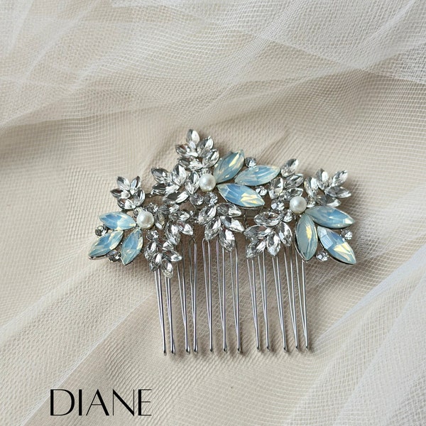 Diane Hair Comb, Hand wired Crystals Hair Comb for Wedding, Something Blue, Brides or Bridesmaid, Hair Accessories by Suri