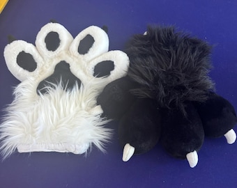 Black and White Fursuit Hand Paws