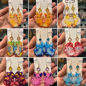 Eeveelution Pokemon Inspired Cute Earrings | Anime Inspired Jewelry | Handmade Eevee Evolution Earrings | Gift for Pokemon Fans | Fanart