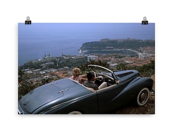 To Catch a Thief movie poster, Grace Kelly and Cary Grant overlooking Monaco