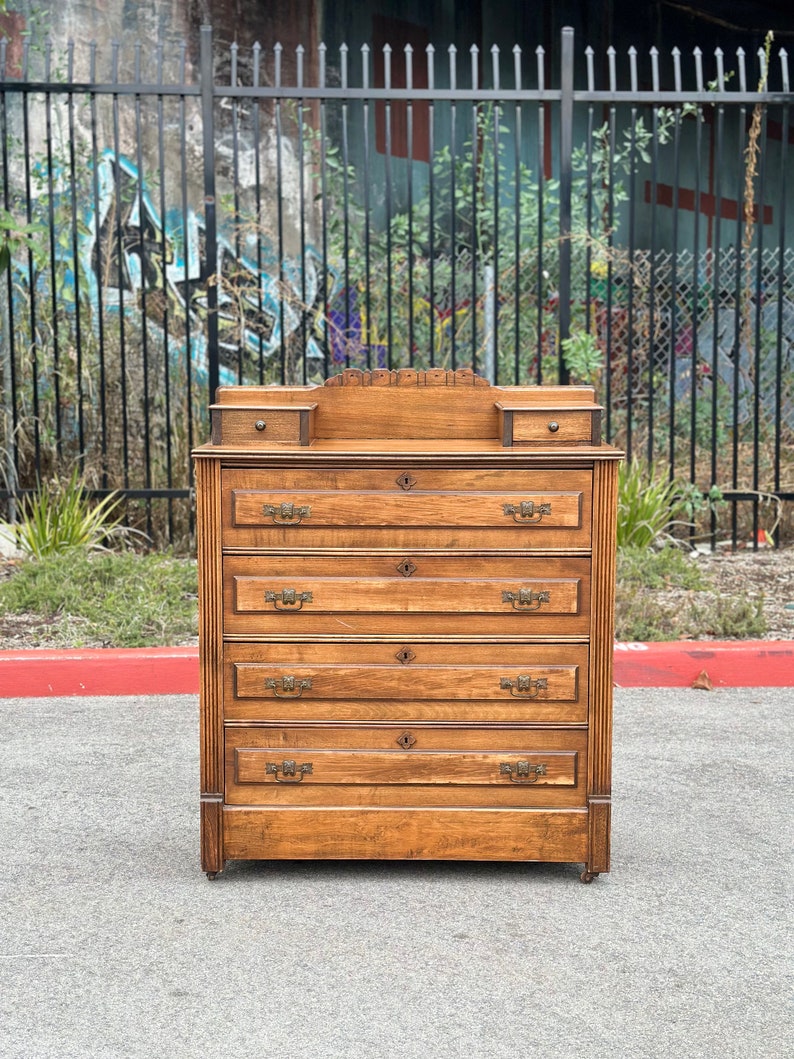 Victorian Antique Wood Dresser / Tall Boy - Etsy