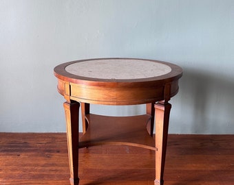 Vintage Marble Top Wood Side Table