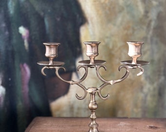 Vintage 3 Candle Brass Candelabra