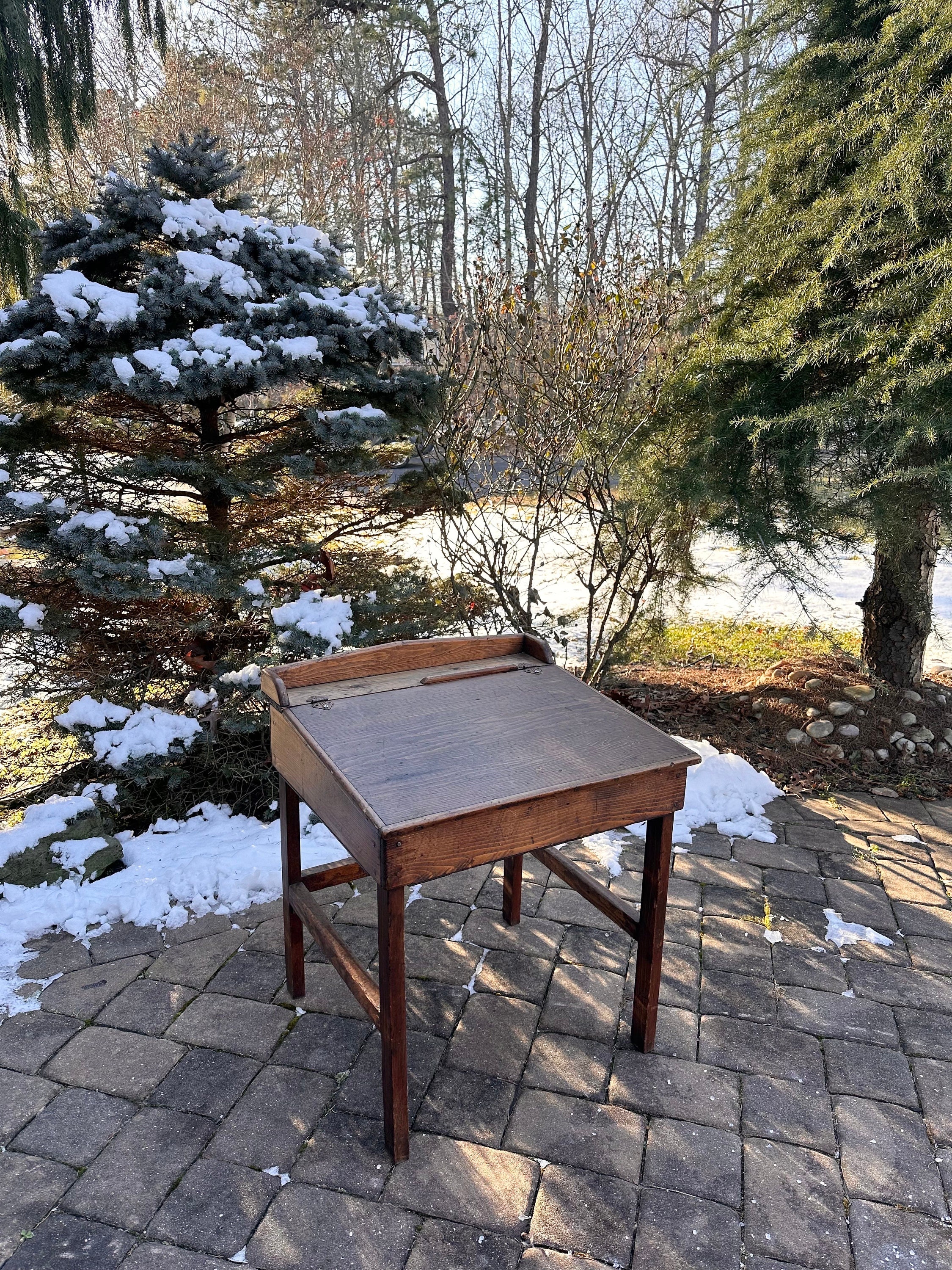 Antique Primitive Oak Writing Desk