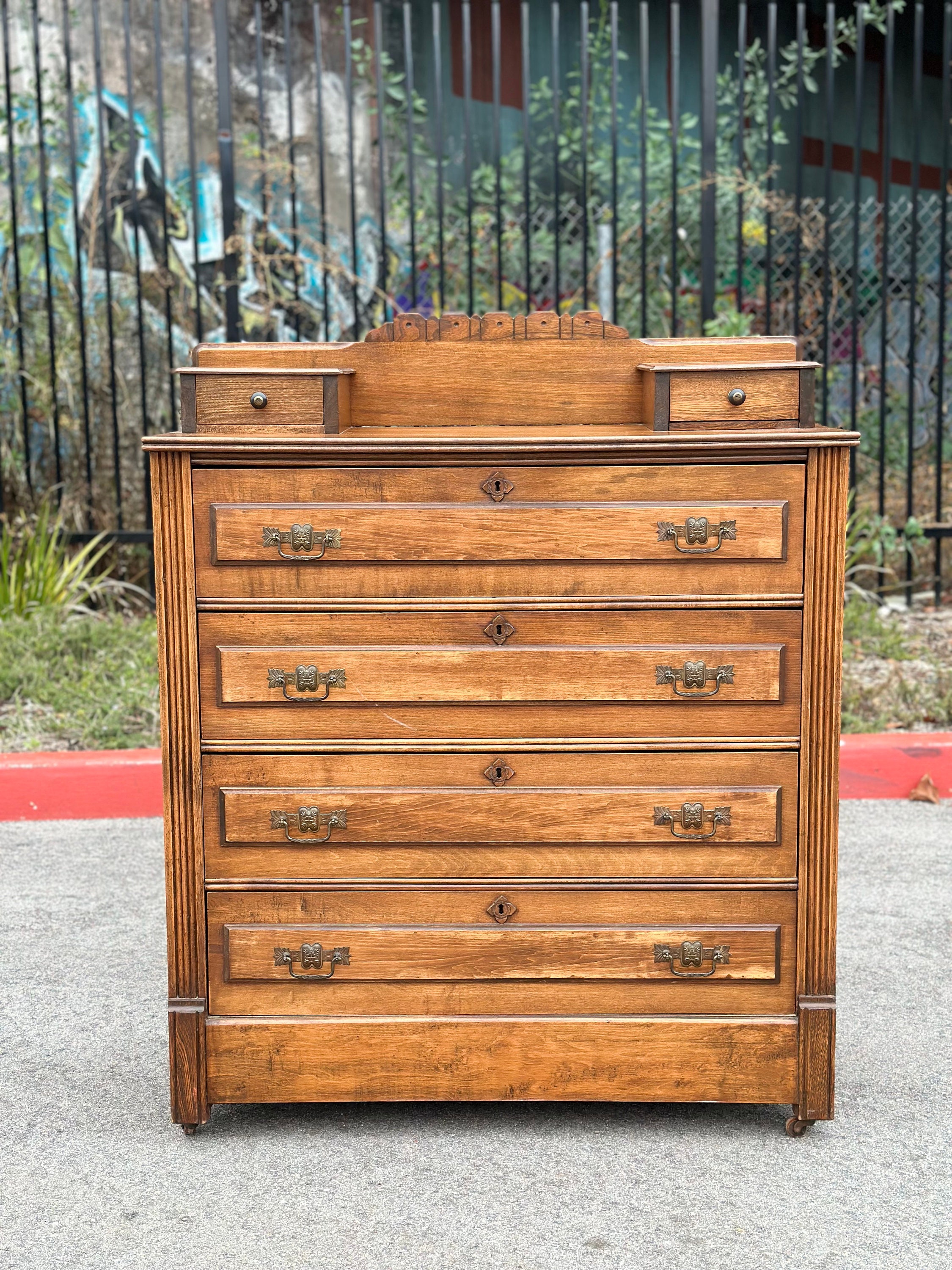 Victorian Antique Wood Dresser / Tall Boy - Etsy