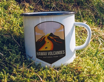 Enamel Mug Hawaii Volcanoes, Hawaii camp mug, National park campfire mug, Volcanoes hiking mug, Big island camp mug, Hawaii gift NOT sticker