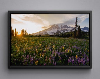 Mount Rainier National Park Canvas, Mount Rainier lake  framed poster, Mount Rainier acrylic glass print, Washington large size canvas