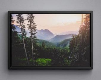 Scenic View from Mt Rainier View Point Canvas, Large Size Poster, Framed Wall Art Print, USA Nature Art, Mt Rainier Washington Landscape