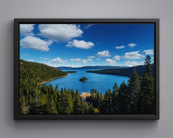 Lake Tahoe National Park Sierra Nevada Framed Canvas, Large Size Poster, Acrylic Glass Print, Wall Art Decor