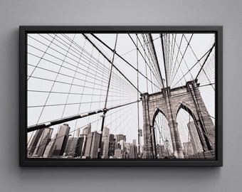 Brooklyn Bridge Canvas, NYC Poster, USA Acrylic Glass Print, Large Size Art, Framed Wall Decor