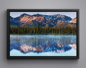 Serenity Lake in Tundra, Alaska: Large Size Canvas, Framed Wall Art Print, Acrylic Glass Print, Nature Art Poster