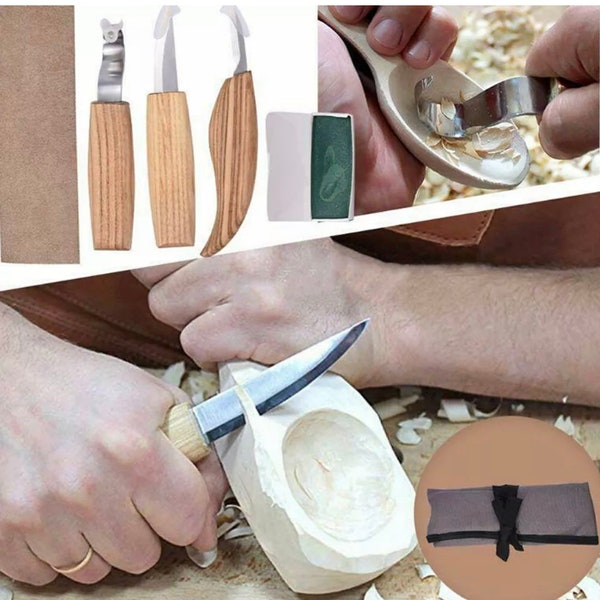 NEW whittling carpenter hobby knife set with roll bad