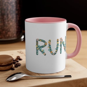 Floral Coffee Mug| Unique Marathon Gift| Fitness Running Coffee Tea Mug| Gift for Her| Unique Running Mug
