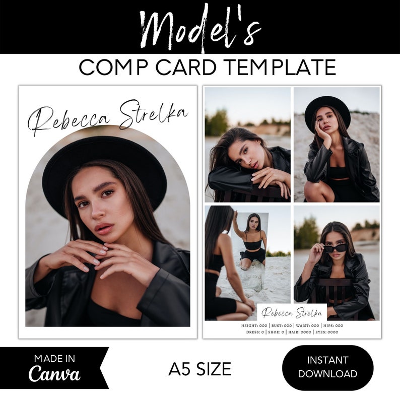 Model Comp Card Template Comp Card Canva Template Fashion - Etsy
