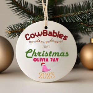Western Christmas Ornament| Babies First Christmas Gift| Christmas Cowboy| Custom Christmas Ornament for New Baby| Personalized Ornament