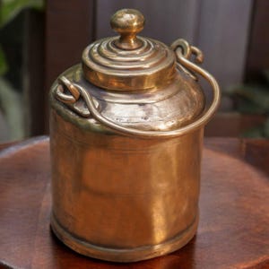Vintage Pure Brass Very Beautiful Shape Original Antique Oil - Ghee - Milk Can