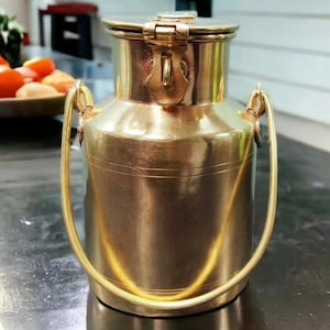 Rare Vintage Original Antique Pure Brass Milk Canister | Storage Container