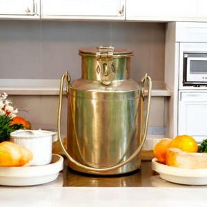 Vintage Old Fashioned Pure Brass Milk Can / Oil / Ghee storage Container