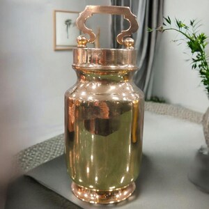 Vintage Rare Pure Brass Cylindrical Shape Big Size Gangajal Lota | Kamandal
