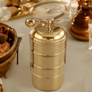 100% Pure Brass Vintage Style Tiffin | Lunch Box (3 Tier)
