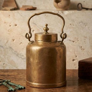 100% reines Messing seltene Vintage Milch / Ghee / Öl Barni | Einmachglas | Kanister