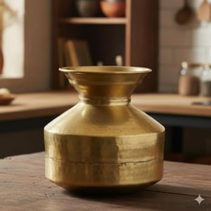 Vintage Brass Water Pot: Heritage Kitchen Decor, 8.5"