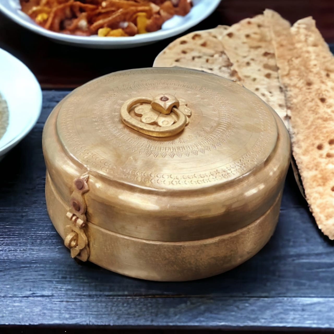 Bras Roti Antique Rare Very Beautifully Engraved Pure Brass Roti Dabba | Chapati ...