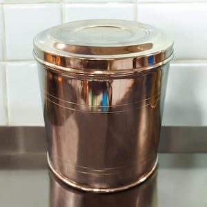 Original Antique Pure Brass Big Size Cylindrical Storage Container