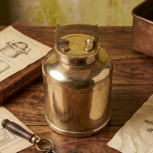 100% Pure Brass Rare Vintage Milk / Ghee / Oil Barni | Jar | Canister