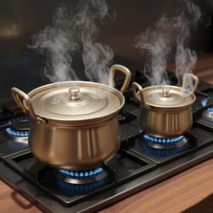 カライ錫コーティングを施した純真鍮製の希少な調理容器「シャクンタラ」2個セット。