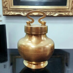 Antique Brass Ganga Jal Lota With Lid Traditionally know as &quot;Kamandal&quot;