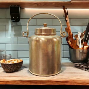Vintage Pure Brass Very Beautiful Shape Original Antique Oil - Ghee - Milk Can