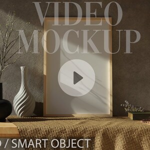 Animated Wood Frame Mockup: Natural Shadows, Vertical 2x3 (PSD, MP4)
