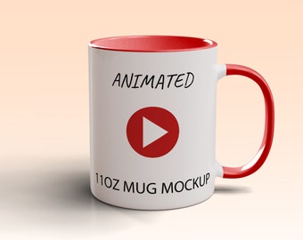 Animated 11oz Mug Mockup: Looping Video, Color Change (PSD & MP4)