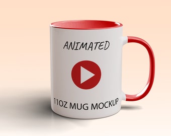 Animated 11oz Colorable Mug Mockup | Video Mockup | Animated Spinning Mug | PSD Mp4 | Replace Backgroud | Looping Mug Mockup | M2