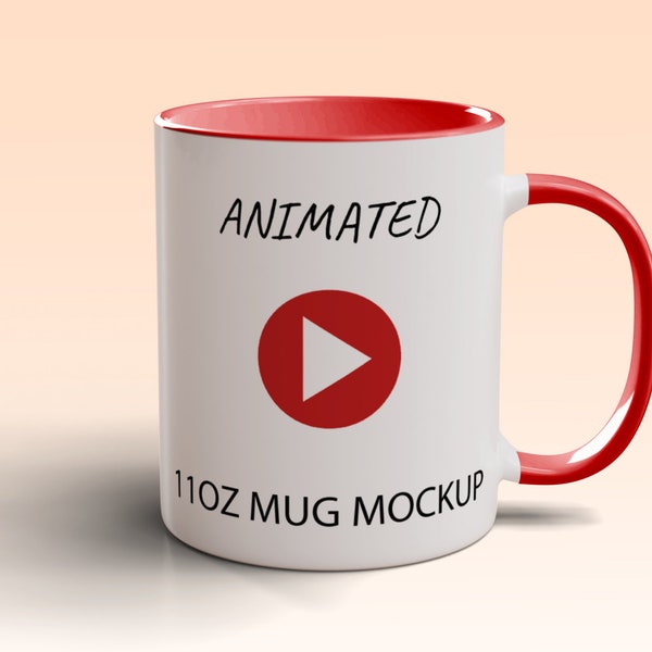 Geanimeerde 11oz kleurbare mok mockup | Videomodel | Geanimeerde draaiende mok | PSD-mp4 | Achtergrondgeluid vervangen | Mokmodel in een lus | M2