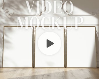 Three Frames Video Mockup | DIN A ISO | Seamless Loop | Animated Mockup | 3 Vertical Frames Mockup | Natural Shadows | PSD mp4 | B25