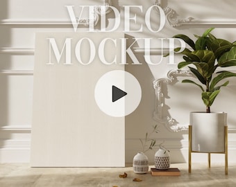 Vertical Canvas Video Mockup: 2x3 Animated Artwork Showcase (PSD, MP4)