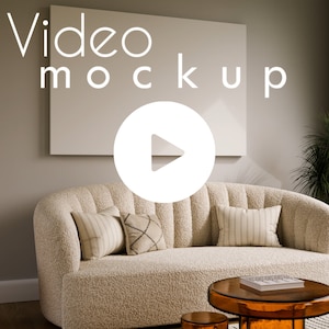 Video Leinwand Mockup - Wohnzimmer | 2x3 Landschaft Horizontales Mockup | Animiertes Leinwand Mockup | 3x2 Horizontale Leinwand Moktasse |  PSD | B36.3