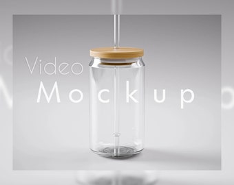 Animated Sipper Glass Video Mockup: 16oz Spinning Can (PSD, MP4)