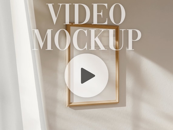 Animated Wooden Frame Video Mockup: Vertical DIN A ISO (PSD mp4)