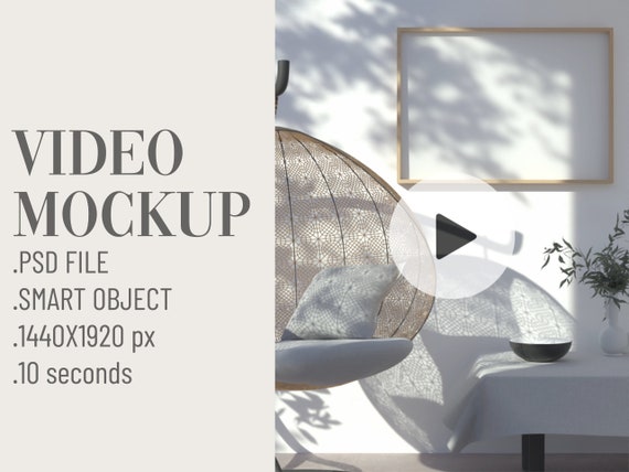 Wood Frame Video Mockup: ISO A2 Animated PSD (Digital Download)