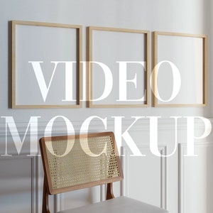 Animated 4x5 Wood Frame Mockup: Vertical Frames with Natural Shadows (PSD, MP4)