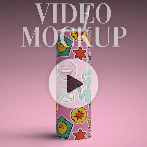 Video Mockup 20oz Skinny Tumbler | Animated Tumbler Mockup |  Spinning Tumbler Animation | 360 Degrees Seamless |  Dye Digital Download | T1
