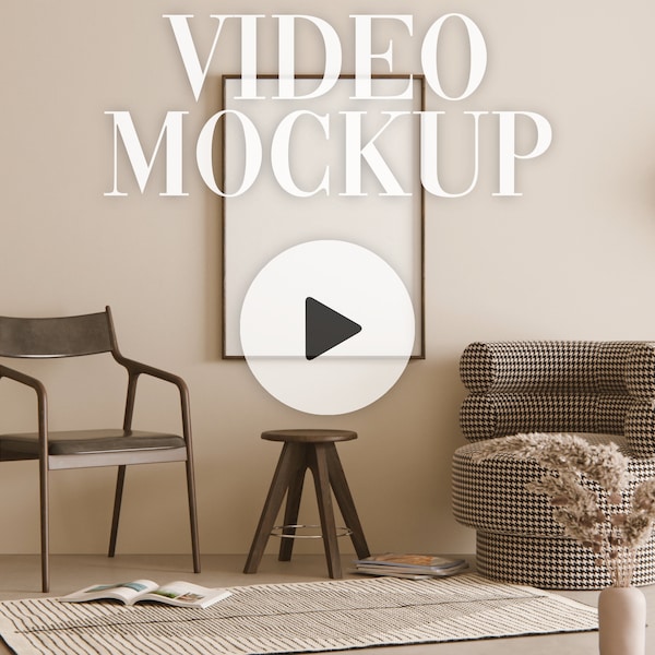 Video Mockup | Minimalist Interior | DIN A ISO | A0 Frame Mockup | Animated Frame Mockup | Vertical Mokcup | Poster Mockup | PSD mp4 | B30