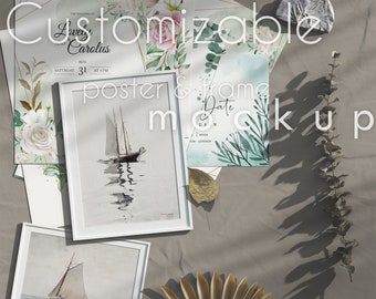 Customizable Poster & Frame Mockup: Moveable Objects (PSD)