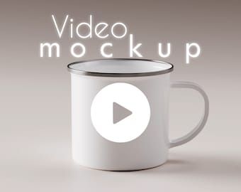 Animated Camp Mug Mockup: 12oz Enamel, Wraparound (PSD & MP4 Digital Download)
