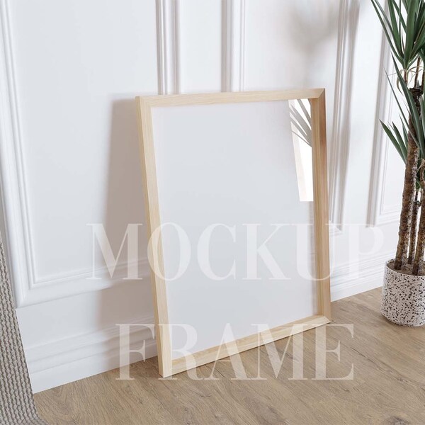 Mockup Frame 40x50 cm | Modern Minimalist Digital Mockup 4x5 | Wooden Framed Art Display | Vertical Frame Template | PSD Smart Object, A09